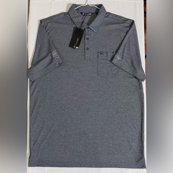 Travis Matthew Oceanside Polo Shirt Blue Nights Heather Size XL NWT Company Logo - Picture 12 of 13